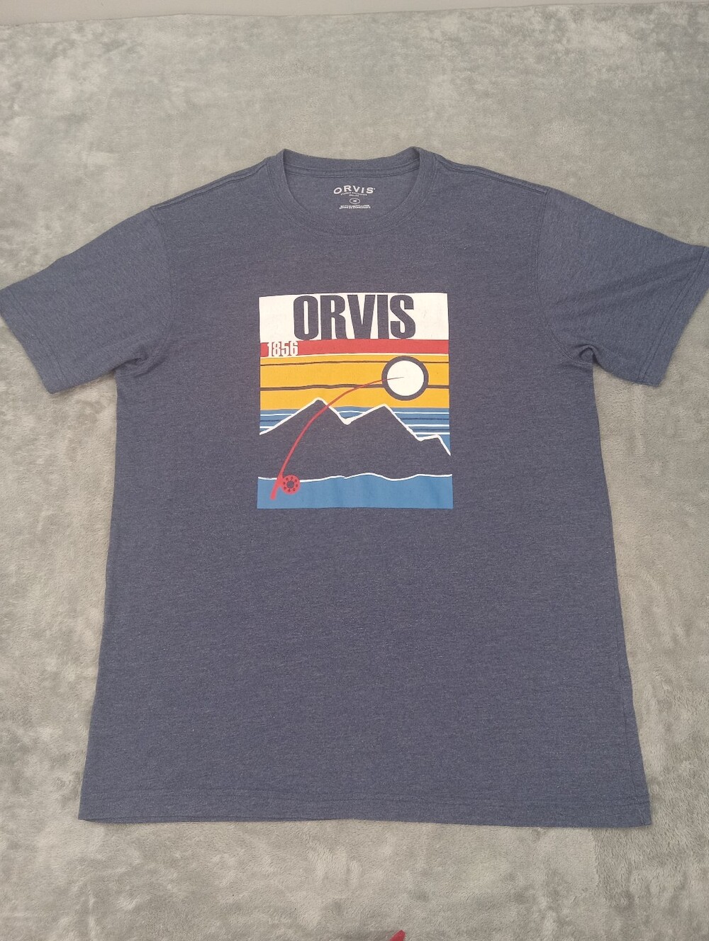 Orvis Men's Navy Graphic Crewneck T-Shirt Size Medium
